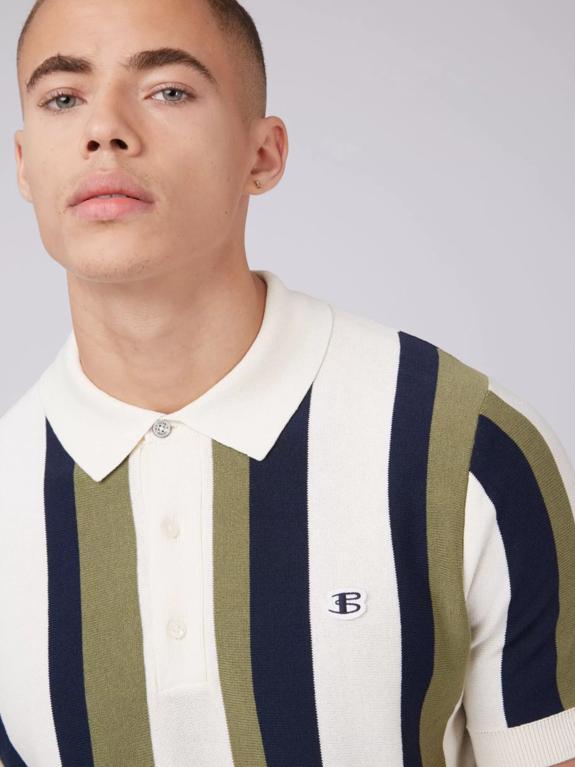 B By Vertical Stripe Knit Polo>Ben Sherman Cheap