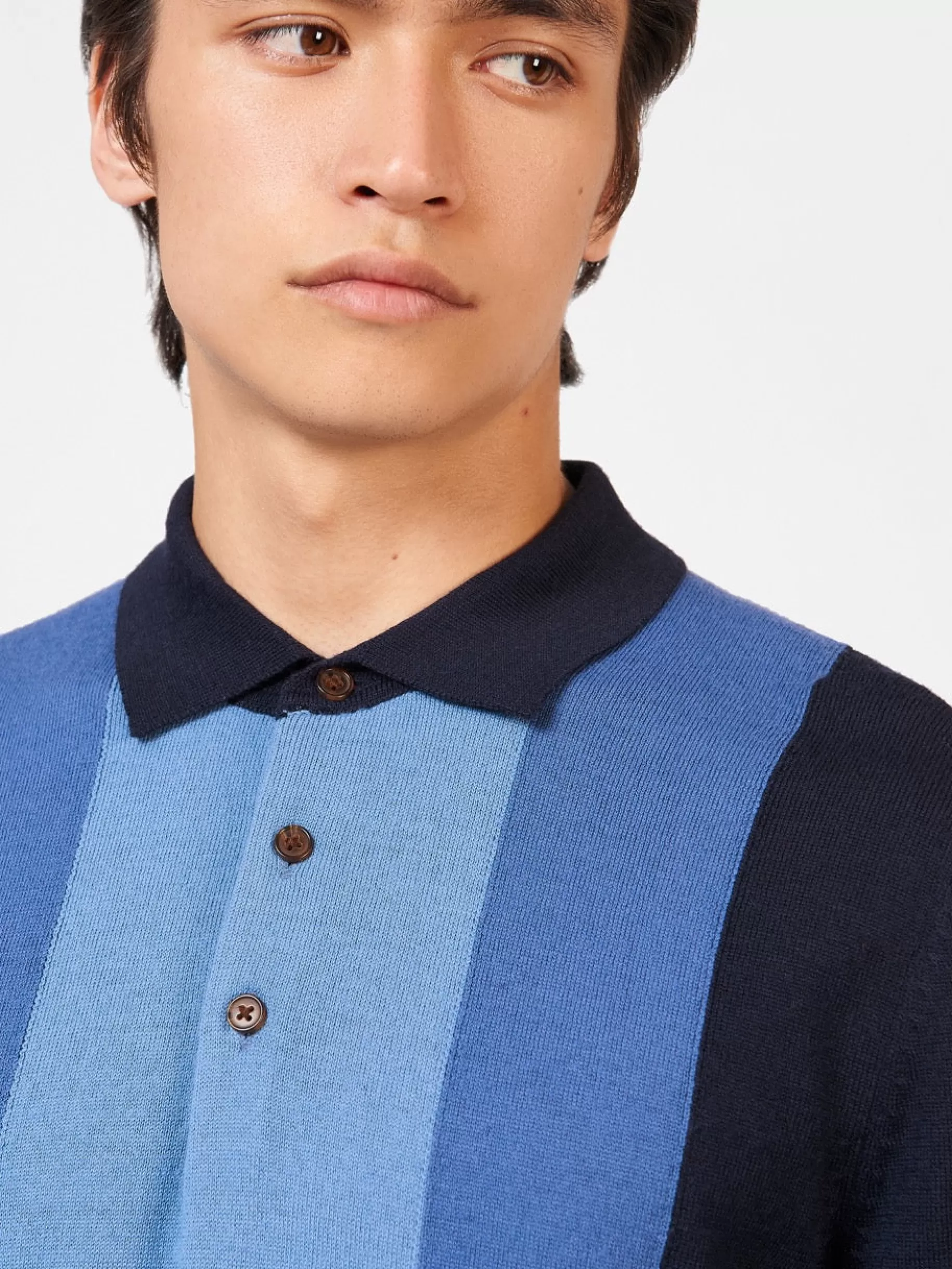 Block Stripe Merino Knit Polo - >Ben Sherman Clearance