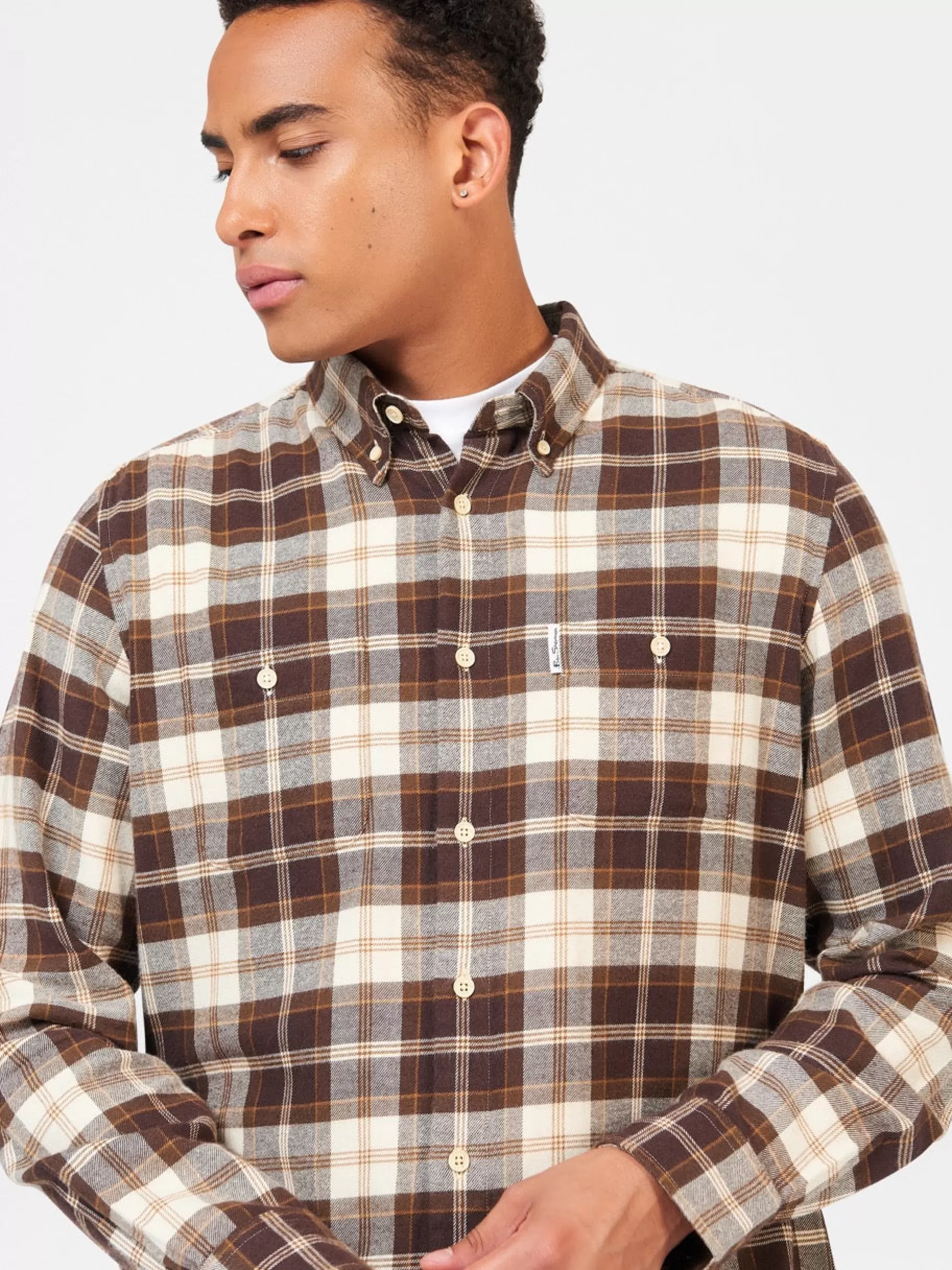 Brushed Plain Check Shirt - >Ben Sherman New