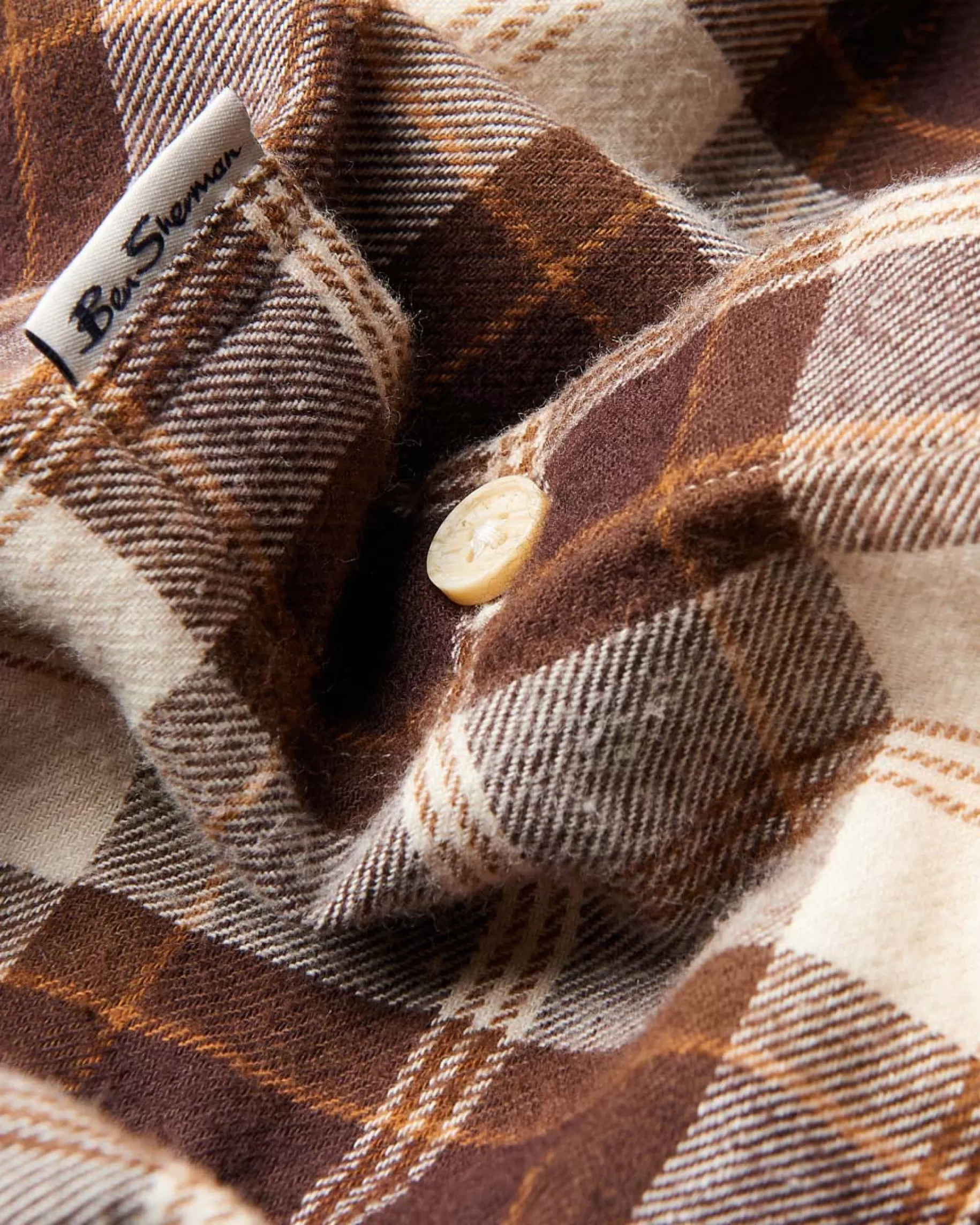 Brushed Plain Check Shirt - >Ben Sherman New