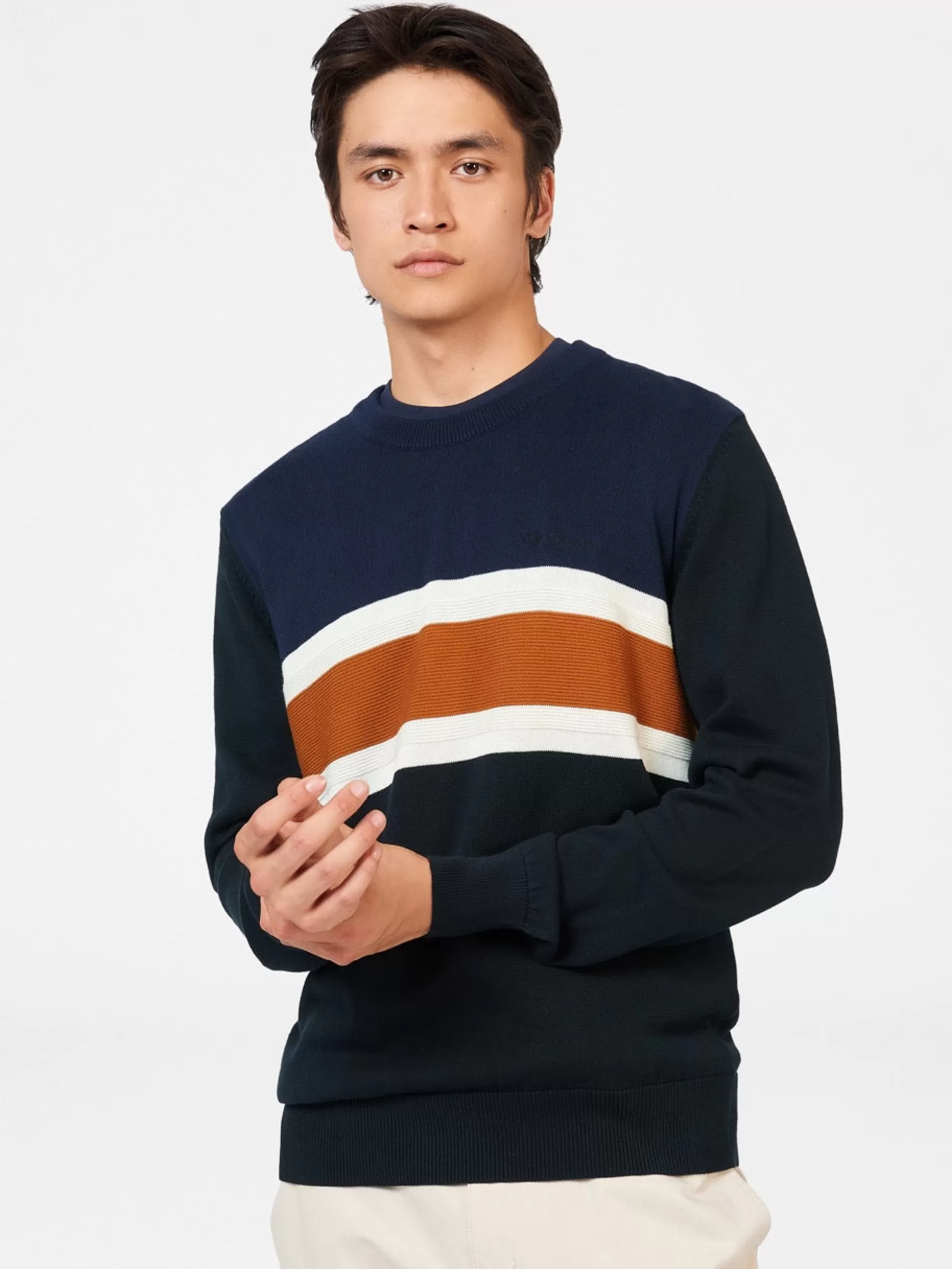 Chest Stripe Crewneck Sweater>Ben Sherman Fashion