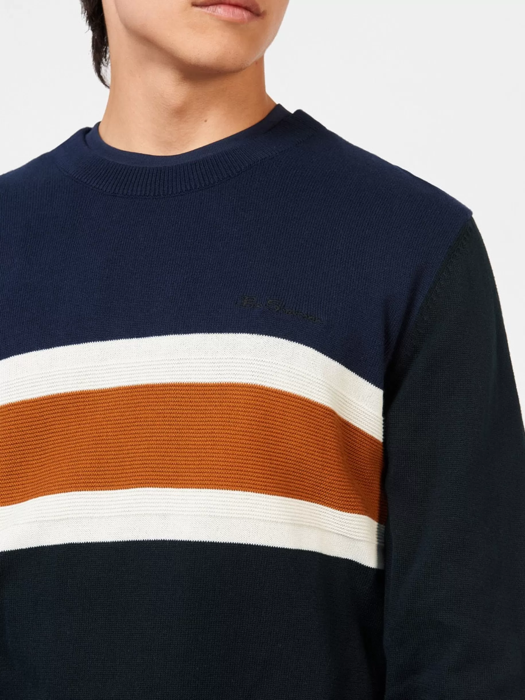 Chest Stripe Crewneck Sweater>Ben Sherman Fashion