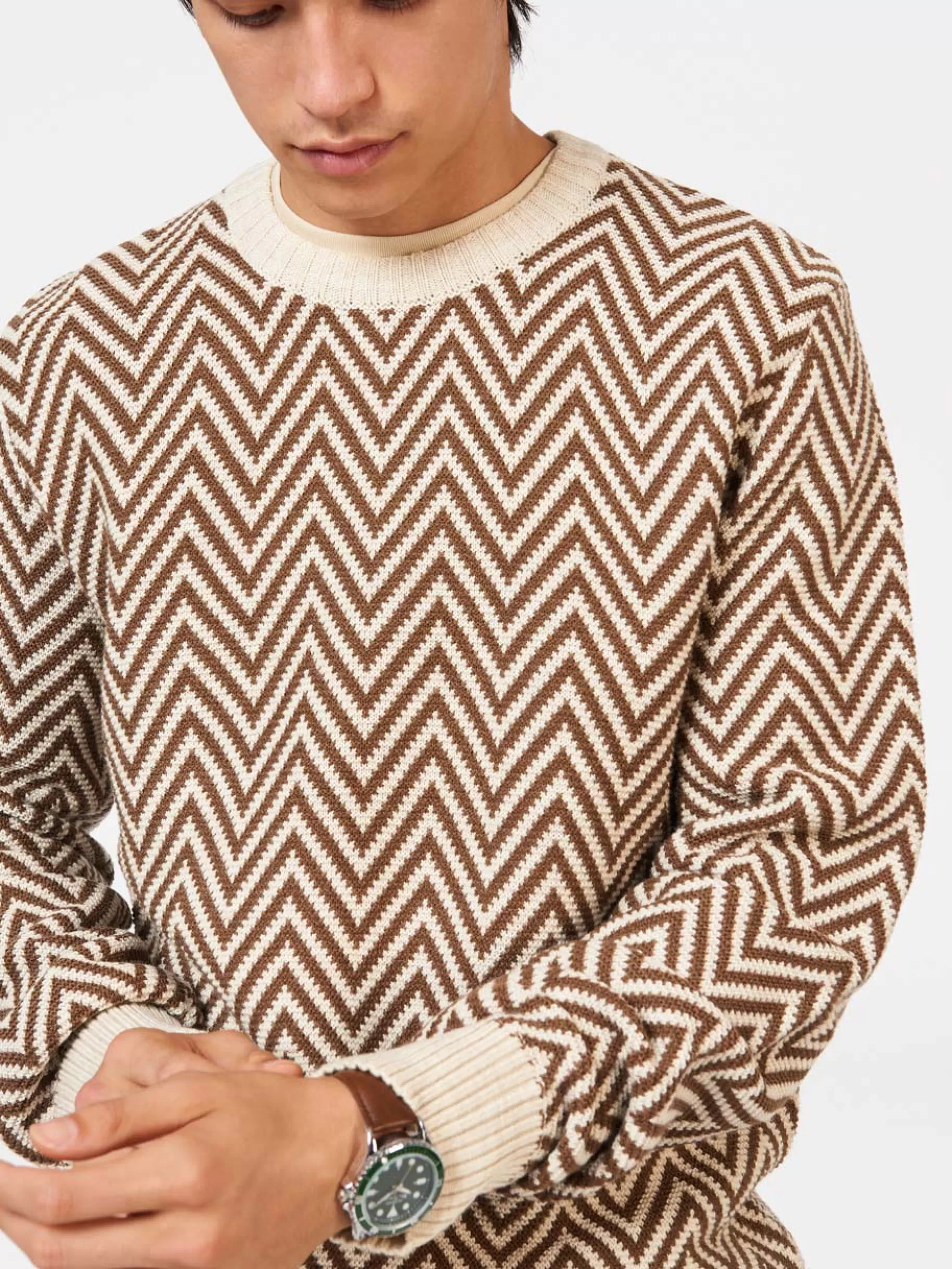 Chevron Jacquard Crewneck Sweater>Ben Sherman Discount