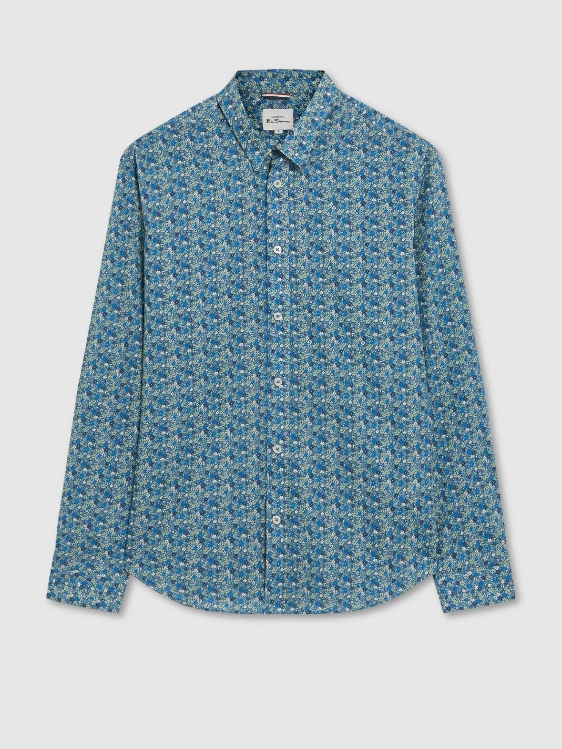 Floral Print Long-Sleeve Shirt - Blue>Ben Sherman Online