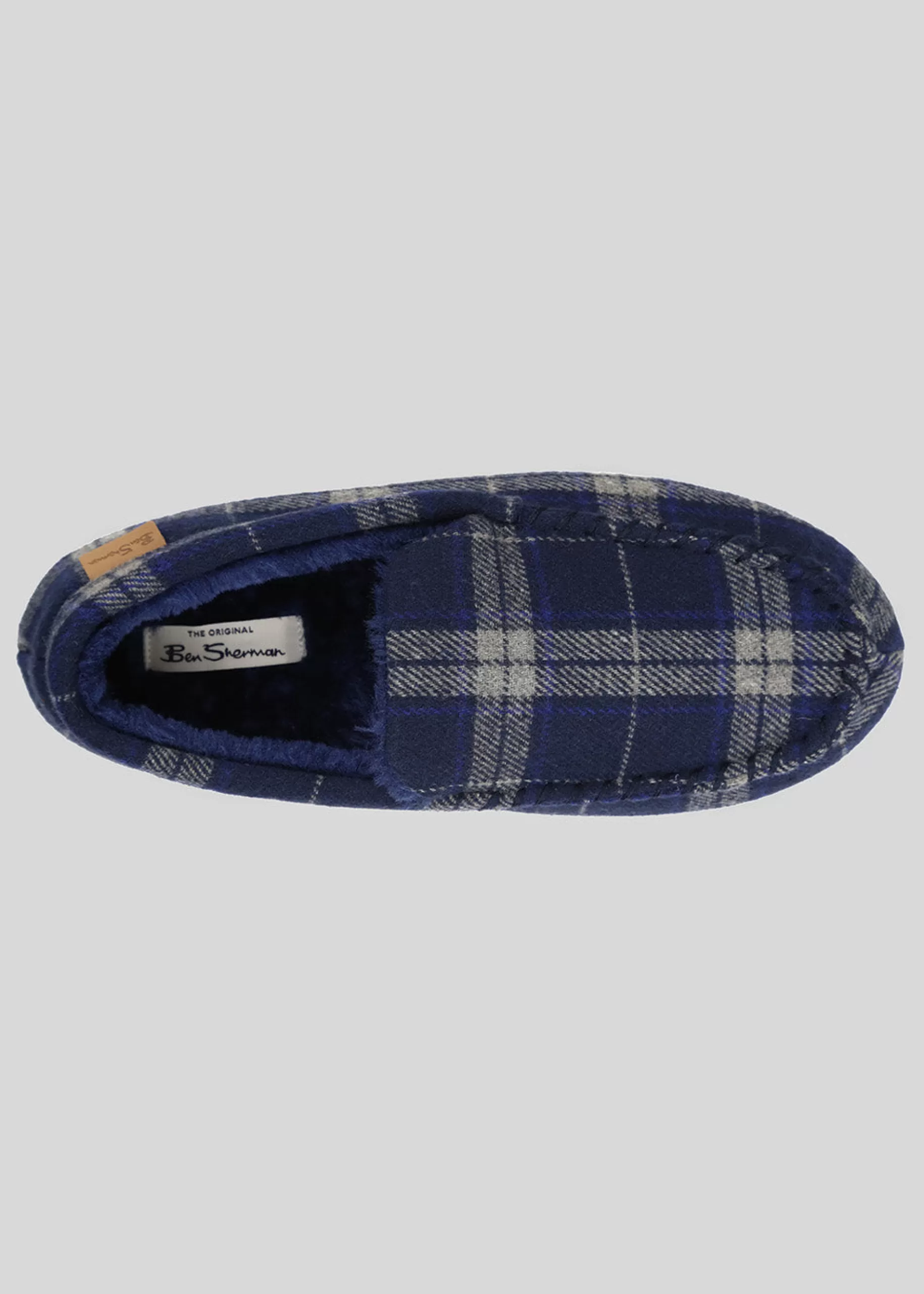 Gritti Palace Men's Check Moccasin Slipper - Navy>Ben Sherman New