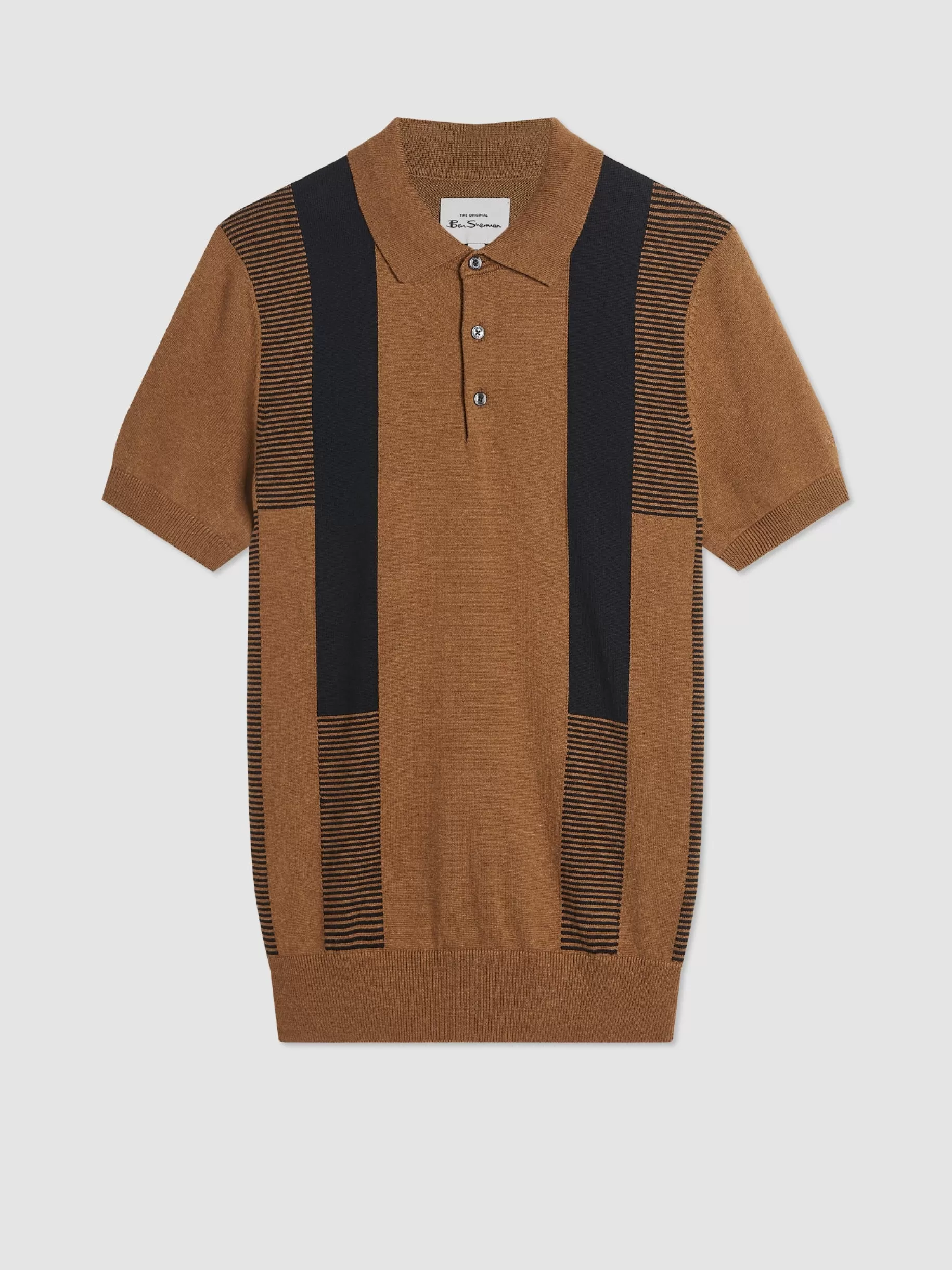 Intarsia Stripe Knit Polo - >Ben Sherman Outlet