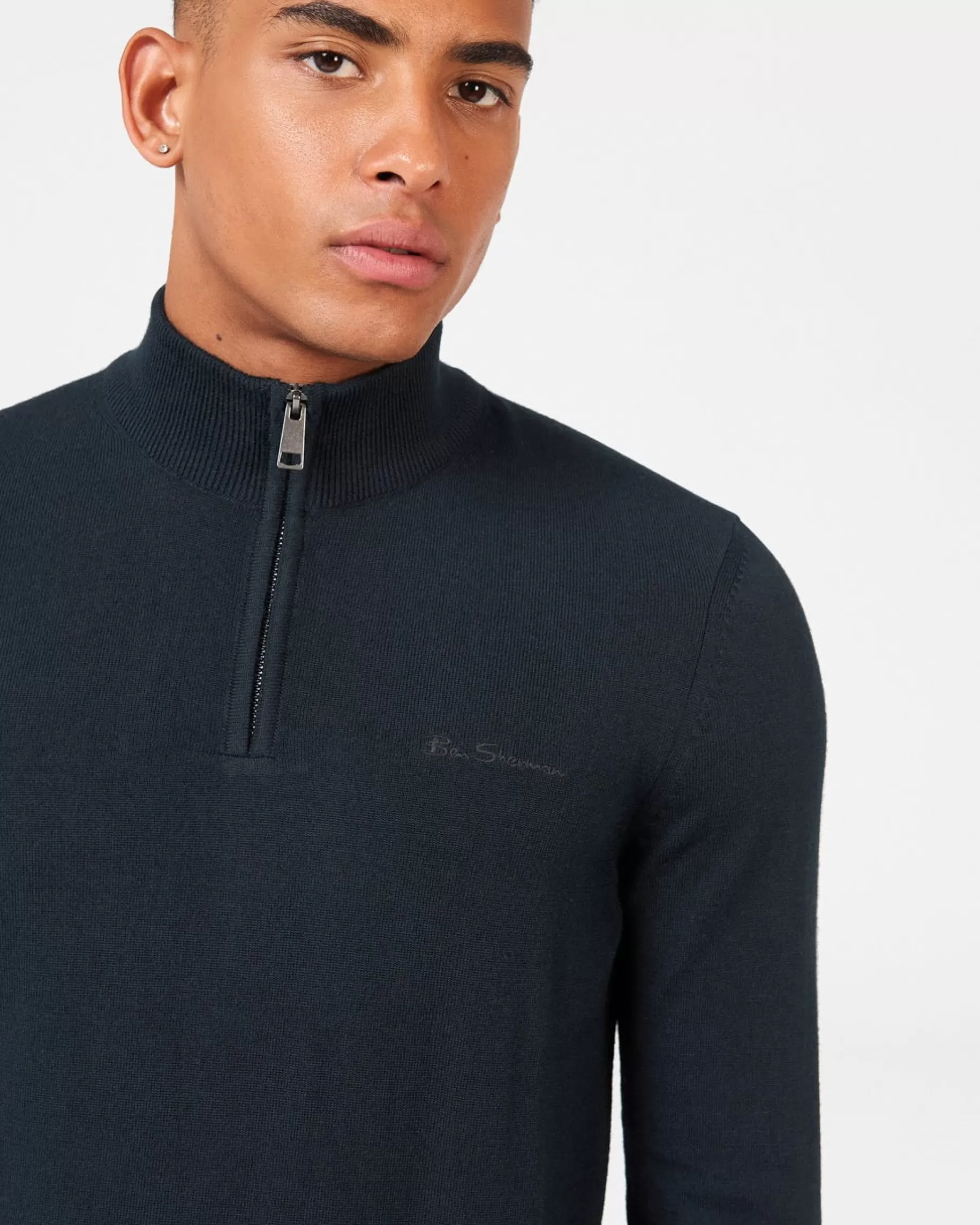 Merino Knit Half-Zip Sweater - >Ben Sherman Outlet