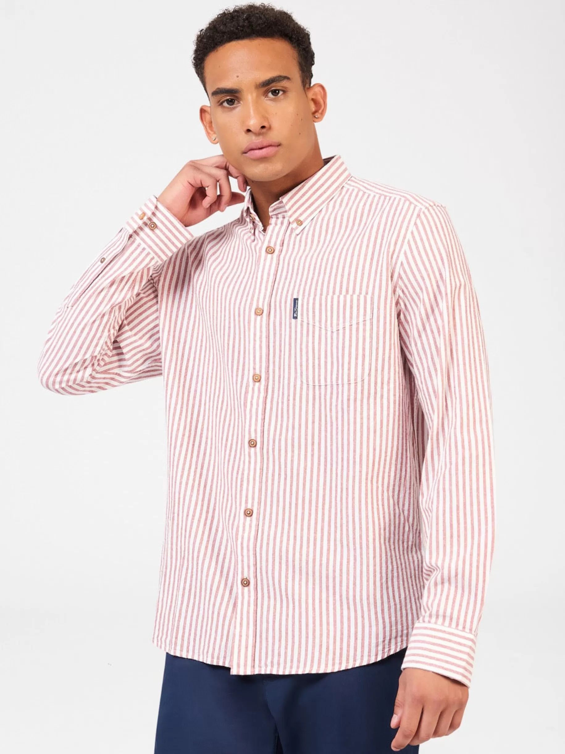 Recycled Cotton Oxford Stripe Shirt>Ben Sherman New