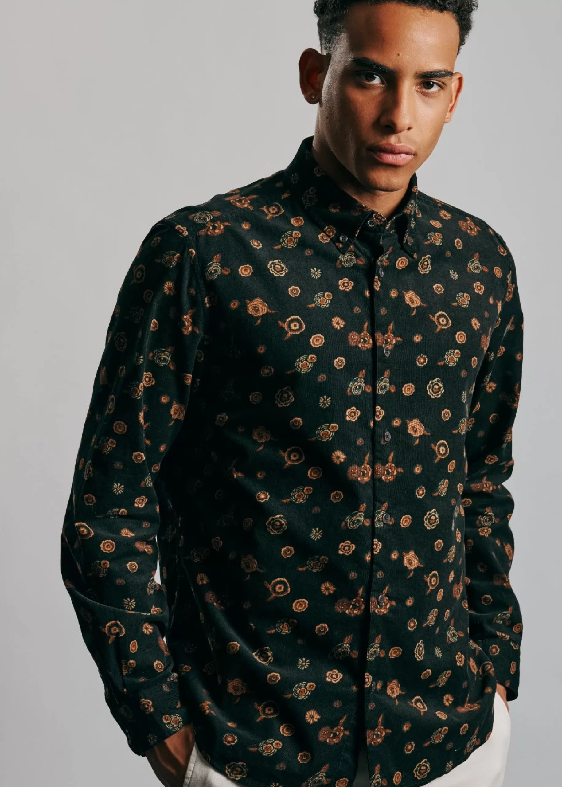 Retro Floral Print Corduroy Shirt>Ben Sherman Flash Sale