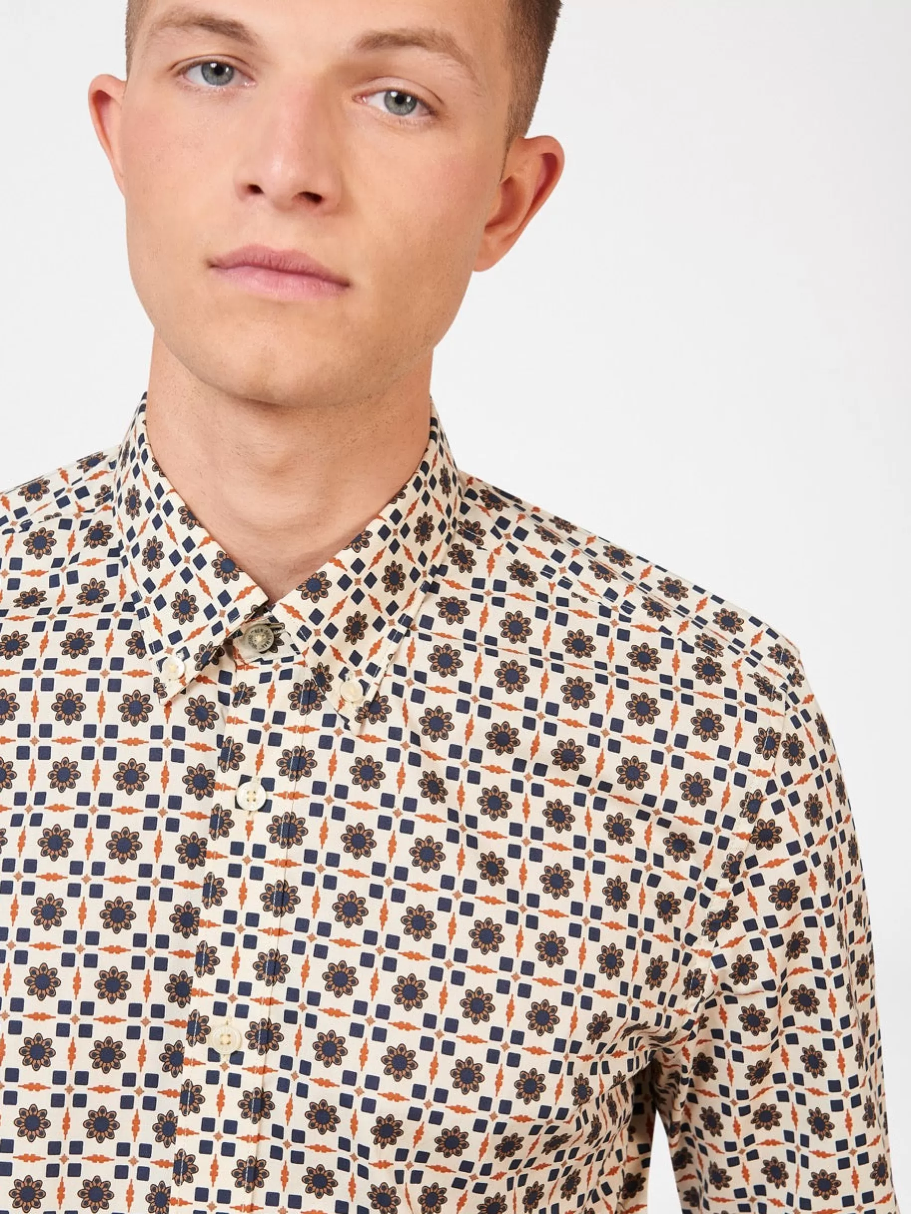 Retro Foulard Print Slim Fit Shirt>Ben Sherman Discount