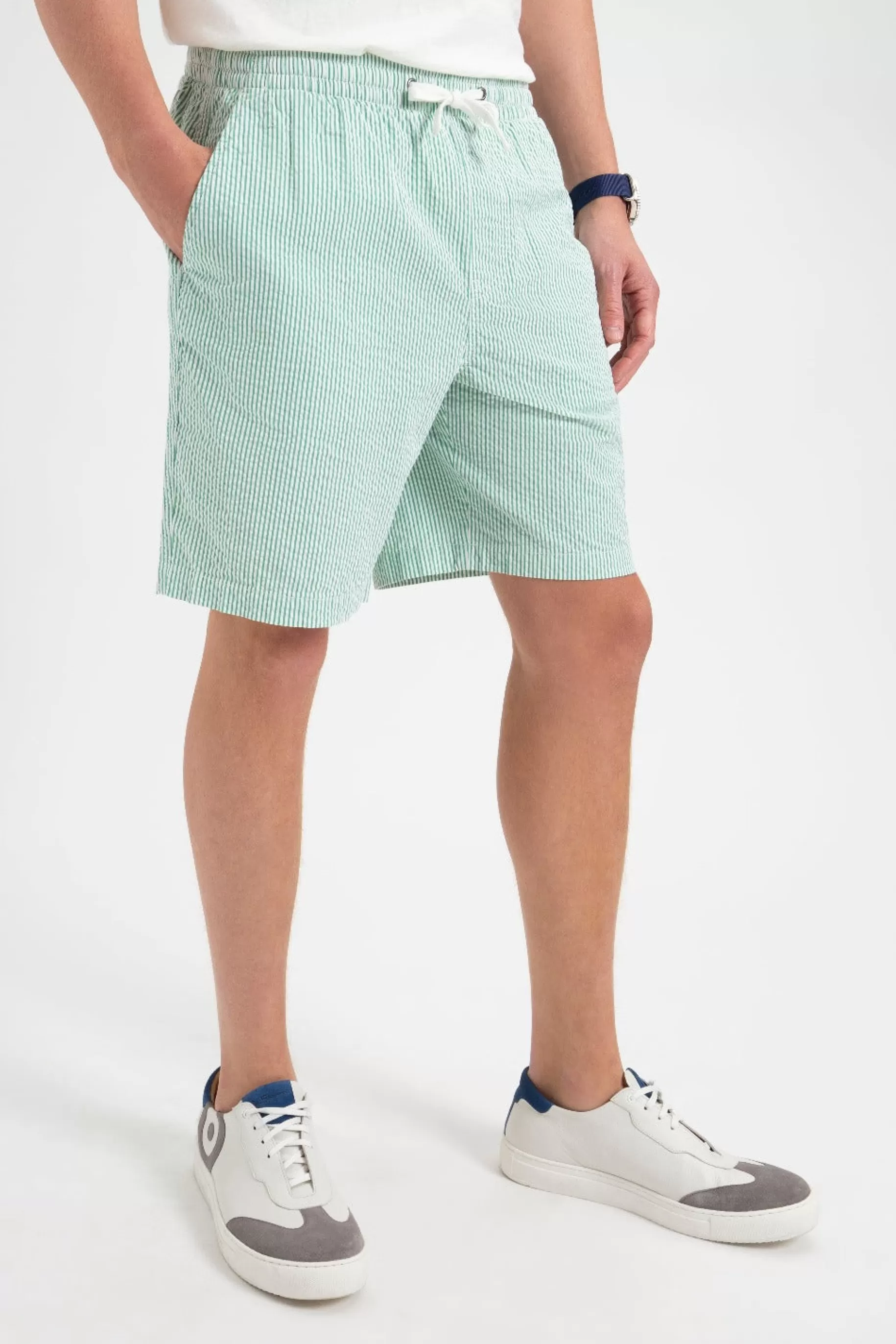 Seersucker Bengal Stripe Short - Green>Ben Sherman Fashion