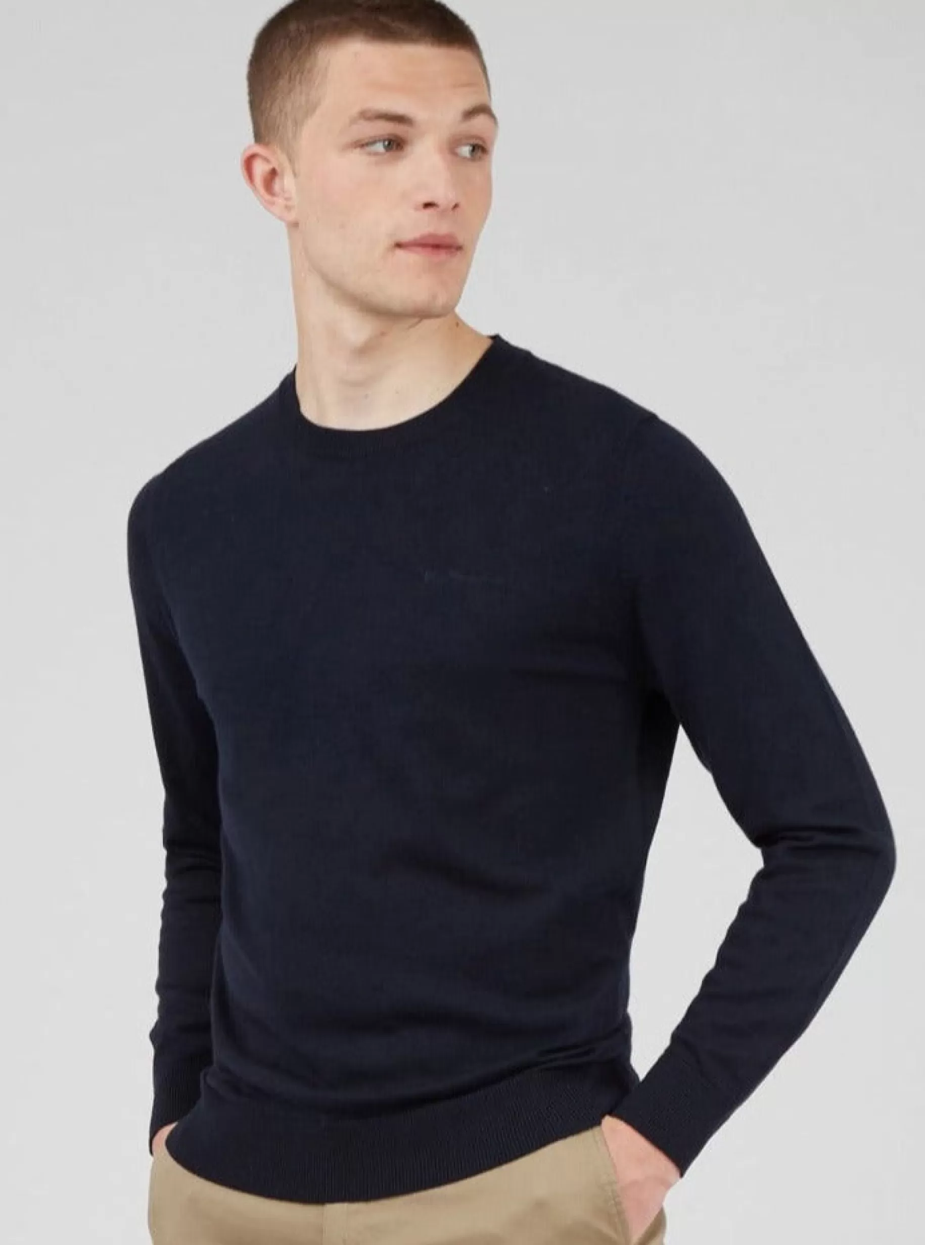 Signature Knit Crewneck Sweater - Navy>Ben Sherman New